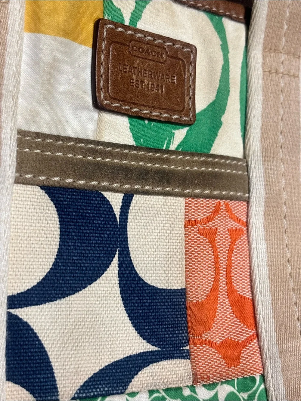 Coach Patchwork Canvas Tote Bag in Multi-Color Vintage